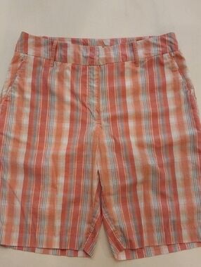 Izod Plaid Shorts in Coral, White & Light Blue